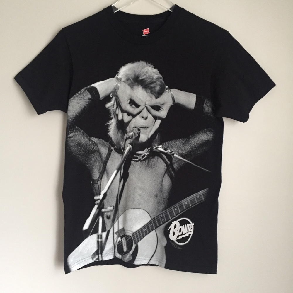 David Bowie Concert Band Graphic Tee Grunge Black